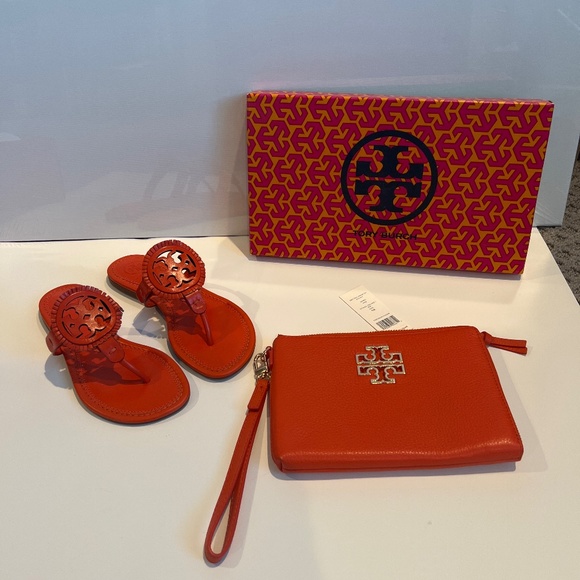 Tory Burch Shoes - Spicy orange sandals and wristlet